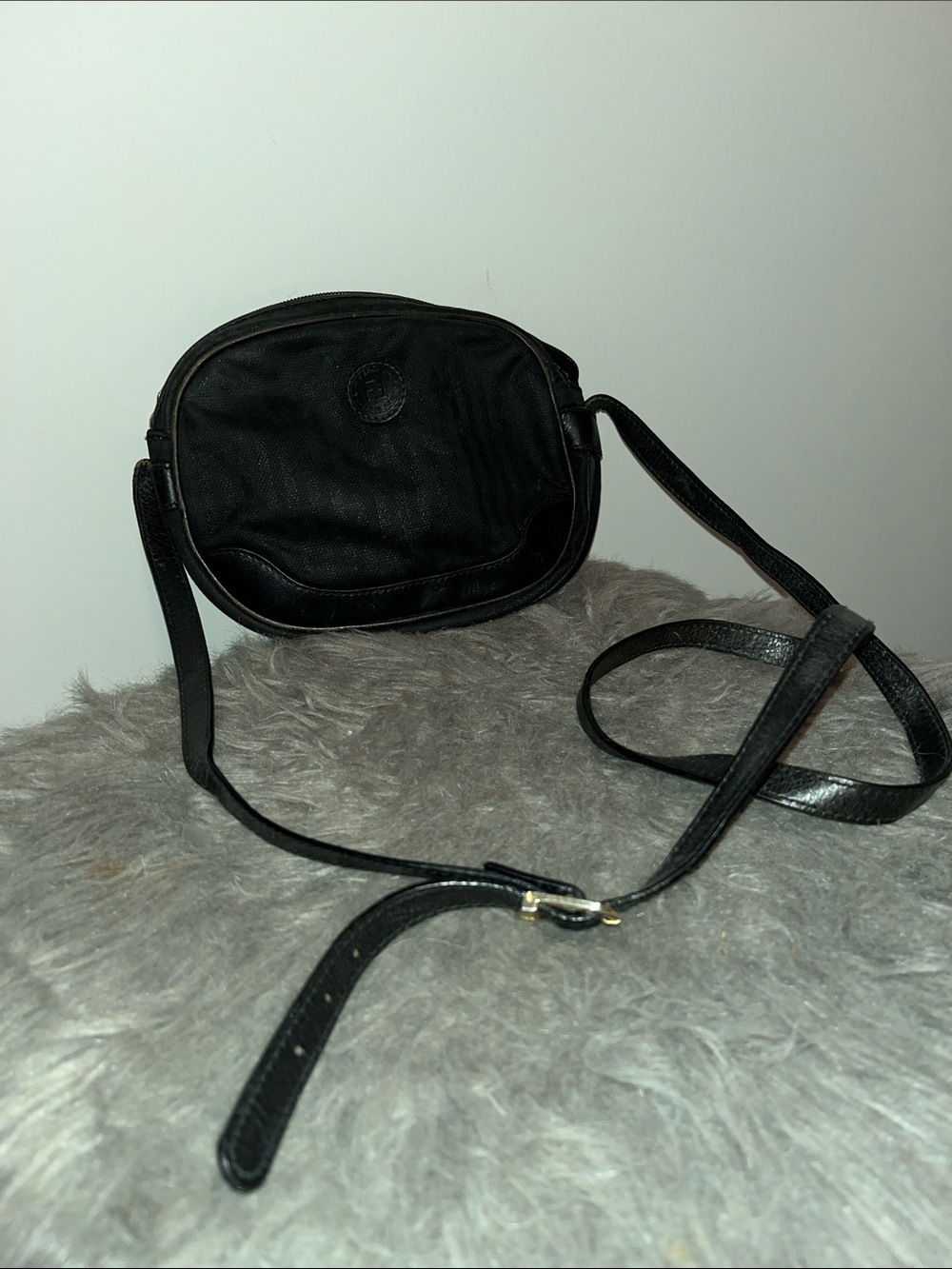 Fendi Black Leather Crossbody Bag with Adjustable Strap